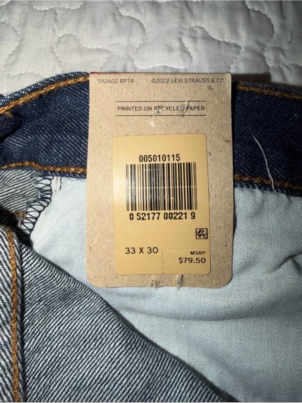 Levi's Men's Straight Jeans in Dark Blue Denim with Red Tab